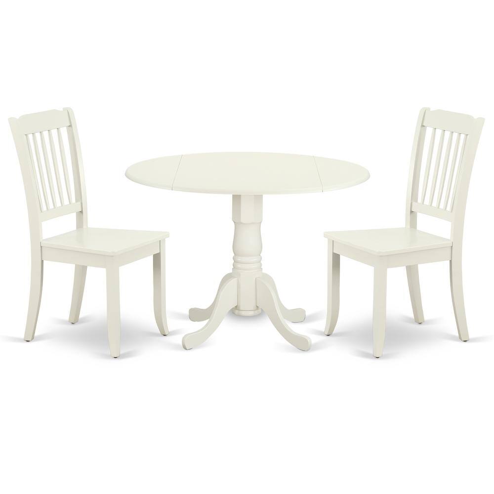 Back. East West Furniture - Dining Room Set Linen White - Brown.