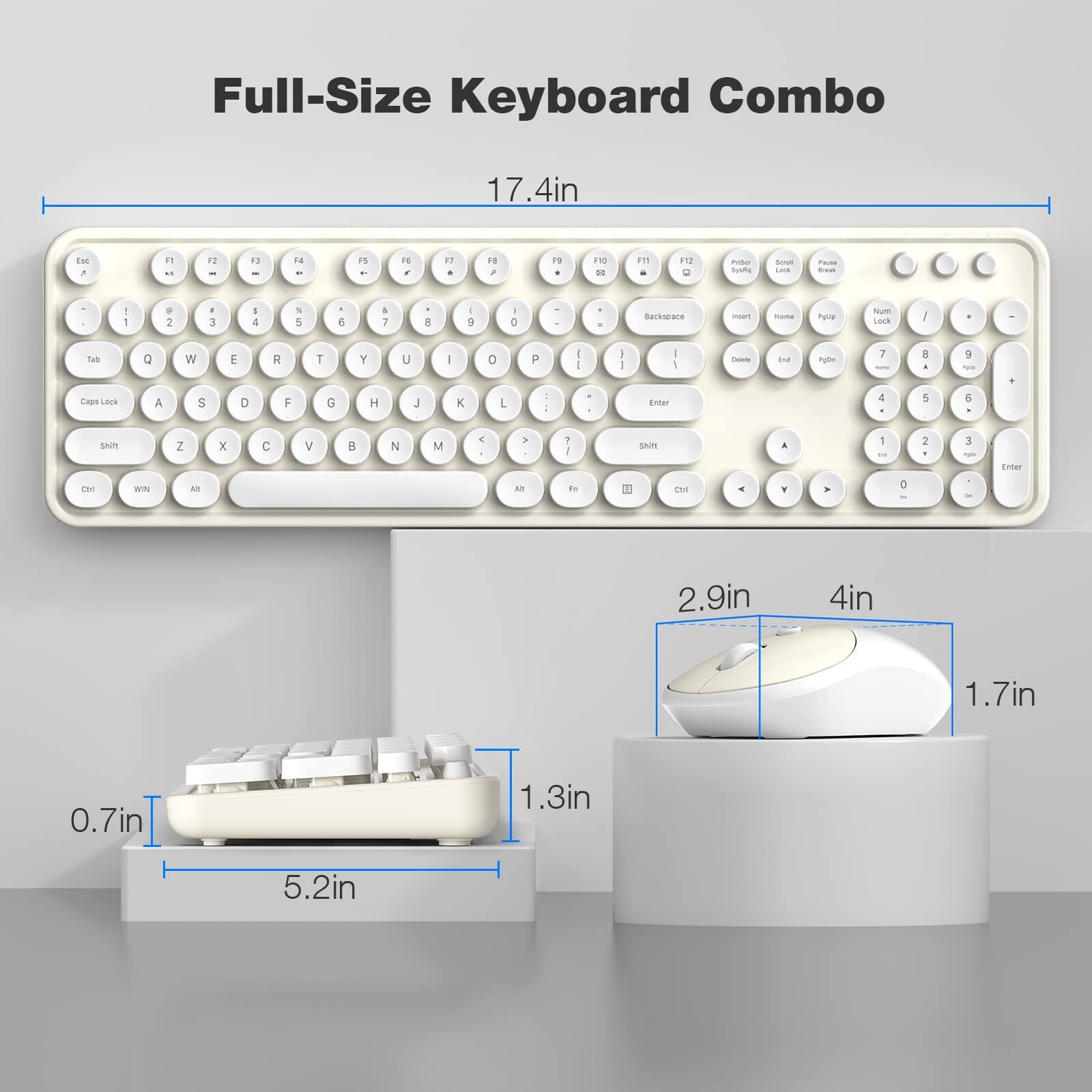 Full-Size Keyboard Combo  
17.4in  
2.9in  
4in  
1.7in  
0.7in  
1.3in  
5.2in
