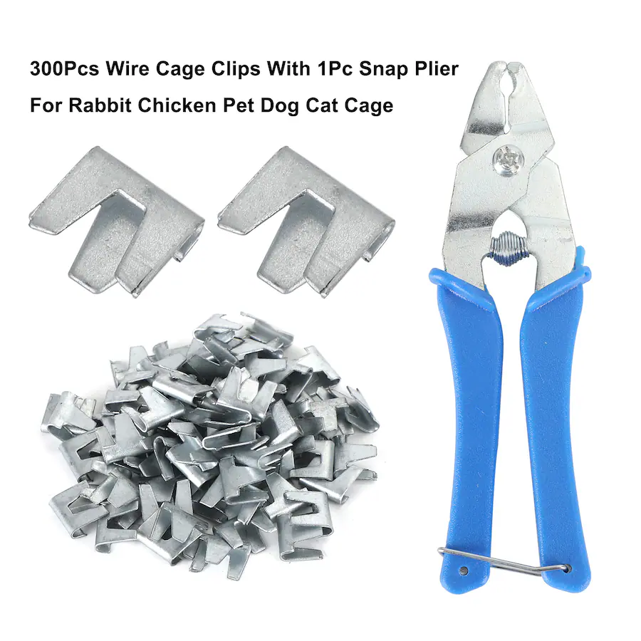 Clip Assembly Topteng 300pcs Wire Cage Clips with Snap Pliers for Rabbit/Chicken/Pet ...