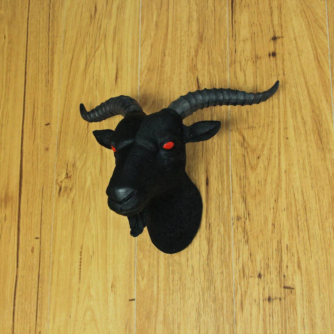 Alt View 5. Zeckos - 16 Inch Resin Black Baphomet Bust Wall Sculpture Hanging Home Decor Goat Head - Black.