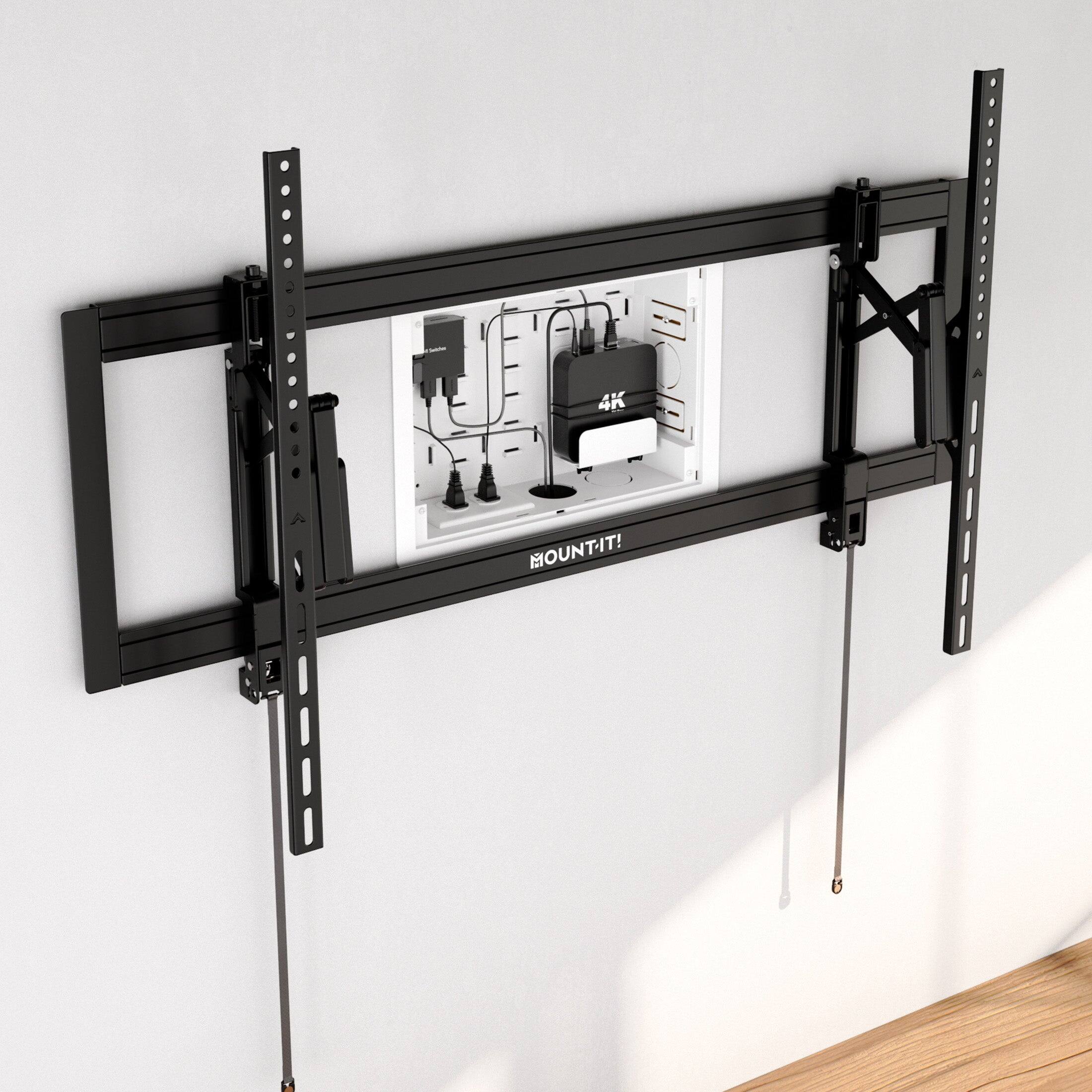 Alt View 2. Mount-It! - Small In-Wall Media Box for TVs – Recessed Cable & Streaming Device Storage, Wi-Fi Transparent - White.