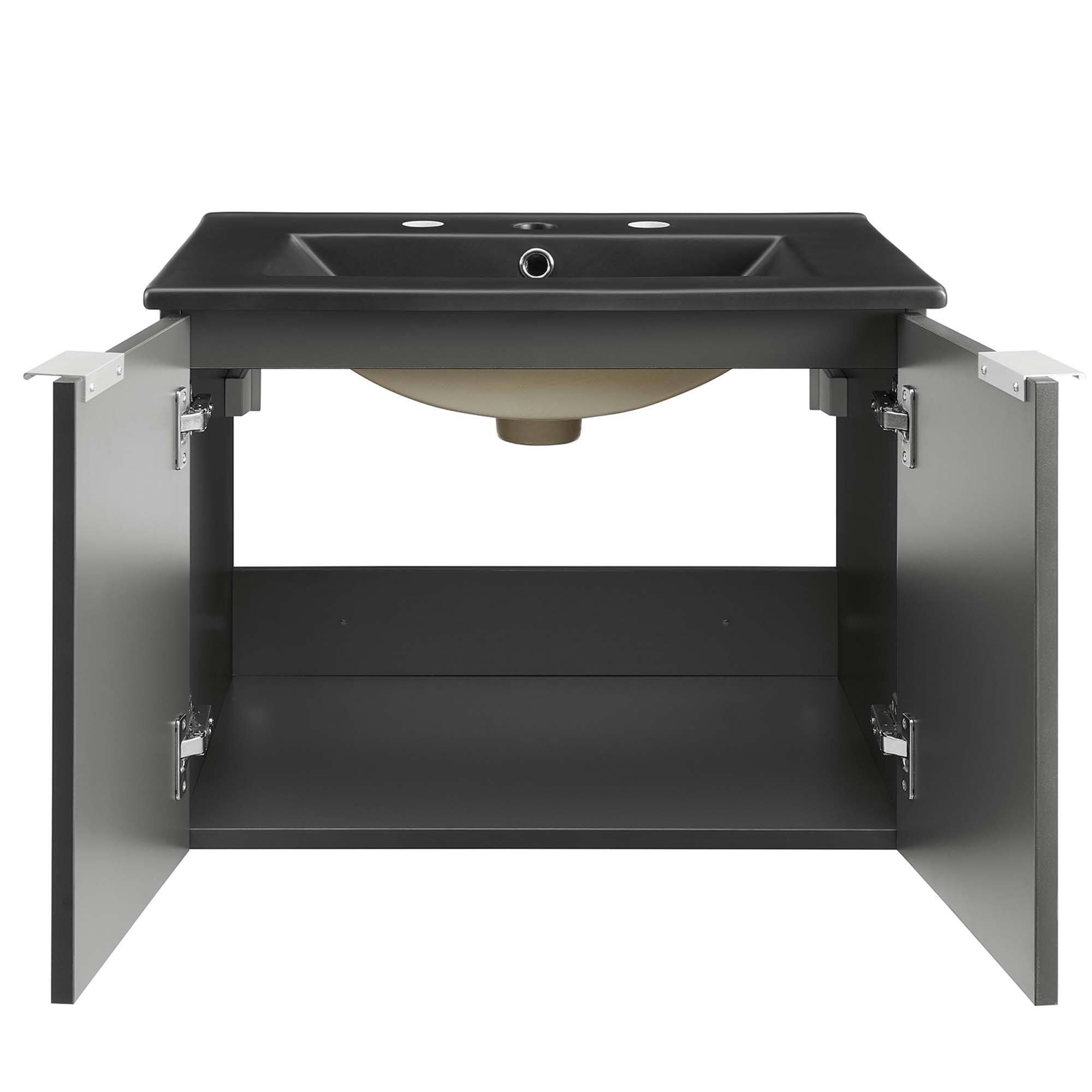 Alt View 4. Modway - Maybelle Wall-Mount Bathroom Vanity Basin Included - Gray Black.