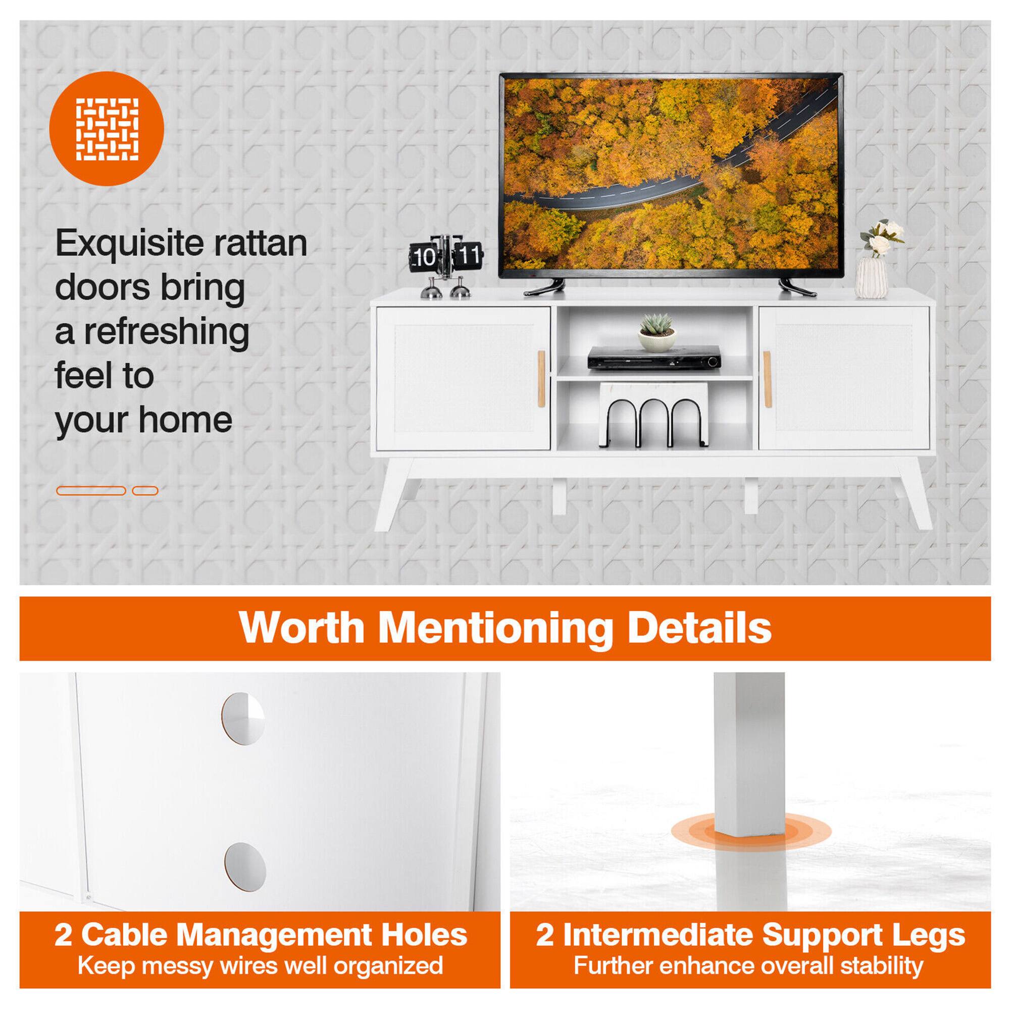 Exquisite rattan doors bring a refreshing feel to your home

Worth Mentioning Details

2 Cable Management Holes Keep messy wires well organized

2 Intermediate Support Legs Further enhance overall stability