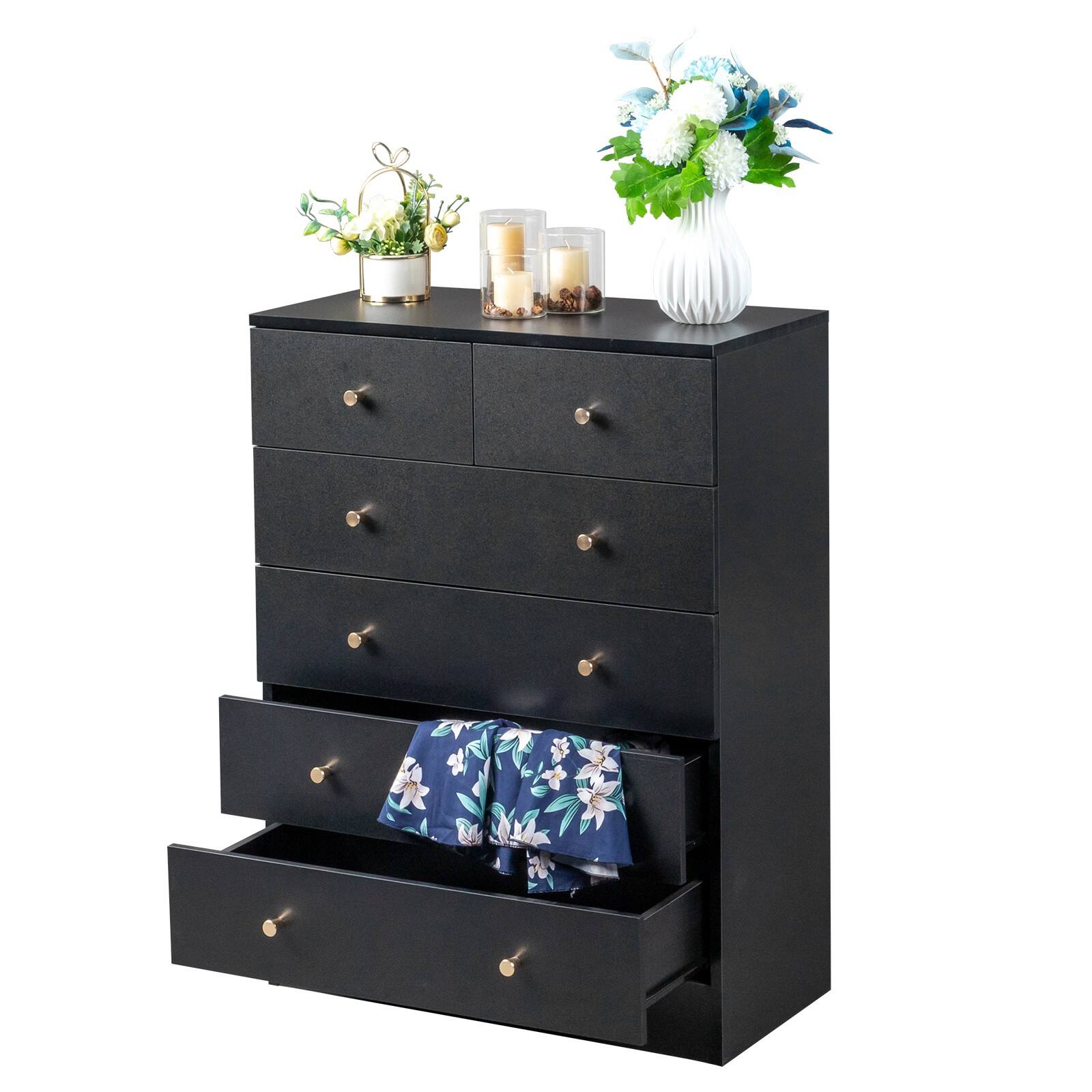 Alt View 2. Winado - 6 Drawer Dresser for Bedroom,Tall Dresser Chest of Drawers Anti-Tipping Device - Black.