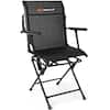 Front. Costway - Costway Swivel Hunting Chair Foldable Mesh Chair w/ Armrests for Outdoor Activities - Black.