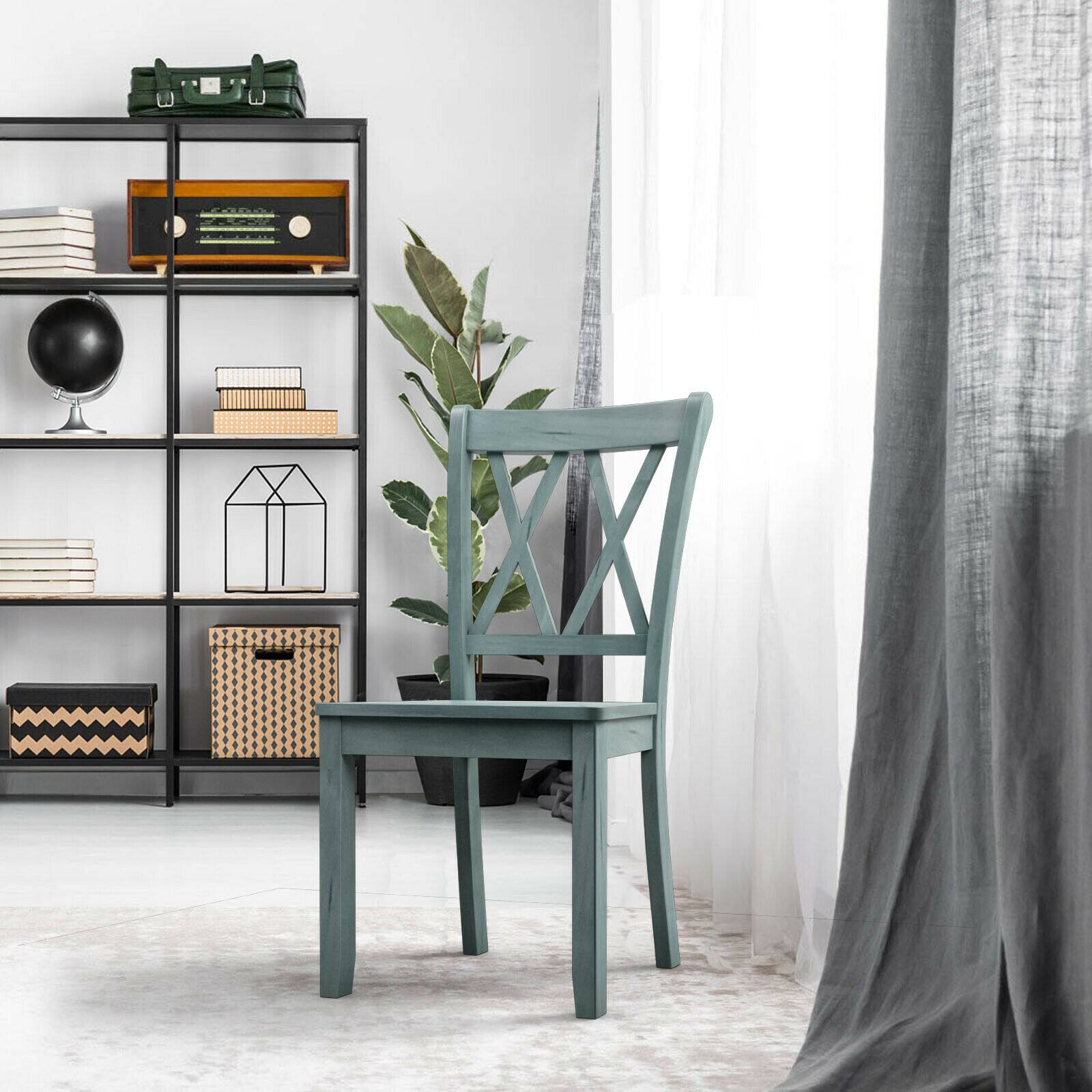 Alt View 2. Gymax - Gymax Set of 4 Wooden Dining Side Chair Armless Chair Home Kitchen Mint Green - Mint Green.