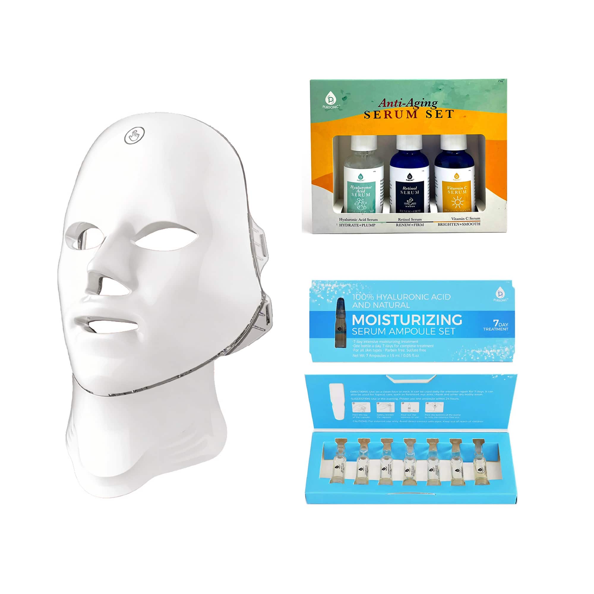 Pursonic - 7-in-1 LED Mask, Anti-Aging Serums & 7-Day Hyaluronic Acid price history on PriceWatchPro