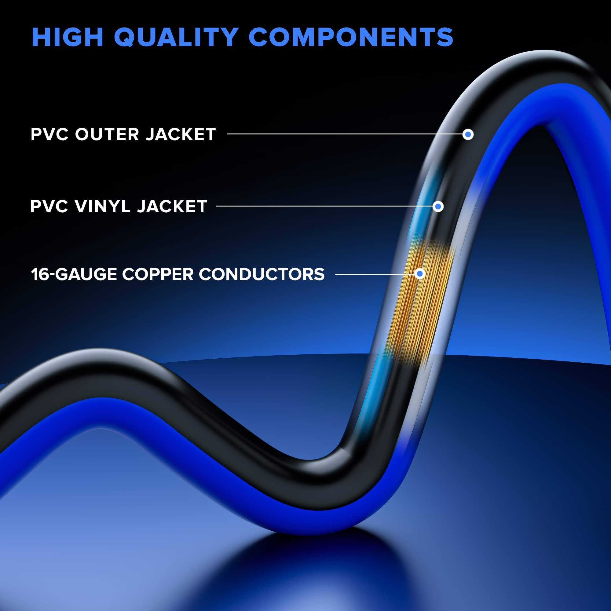 HIGH QUALITY COMPONENTS

- PVC OUTER JACKET
- PVC VINYL JACKET
- 16-GAUGE COPPER CONDUCTORS