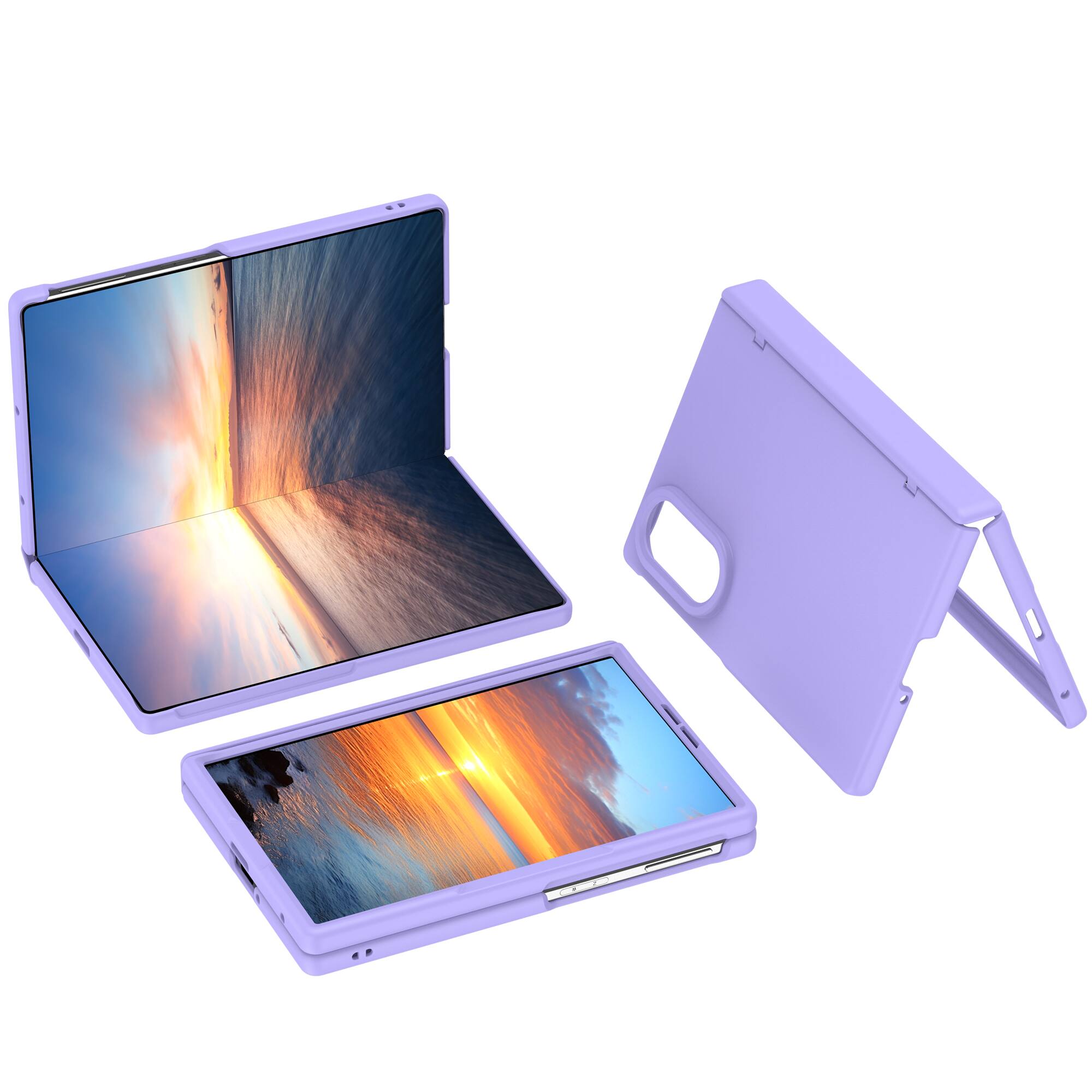 Back. Dteck - Magnetic for Samsung Galaxy Z Fold8 Case with Screen Protector, Compatible with MagSafe, Full Body Hinge Protection - Purple.
