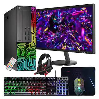 Dell - Refurbished Excellent - RGB Optiplex 3020 SFF Desktop PC Combo, Intel Core i5 3.2GHz, 16GB RAM, 512GB SSD, New 24'' Monitor, WiFi, WIN11P - Black