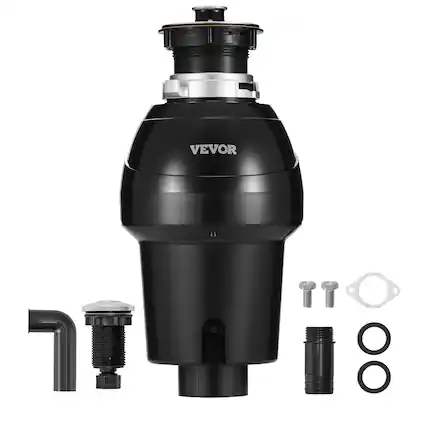 Front. VEVOR - Garbage Disposal, 1HP 3270RPM Continuous Feed Food Waste Disposer, EZ Connect Food Waste Grinding System - Black.