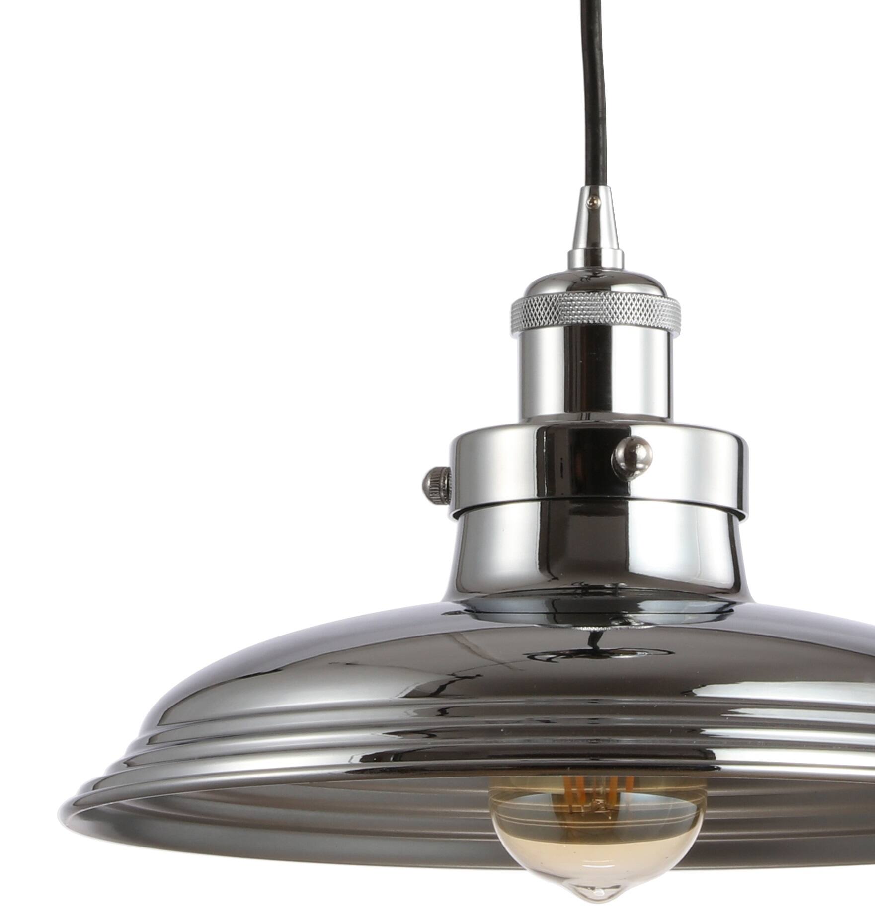 Alt View 3. Jonathan Y - Bedford 11" Adjustable Iron Industrial Rustic LED Pendant, Chrome - Chrome.