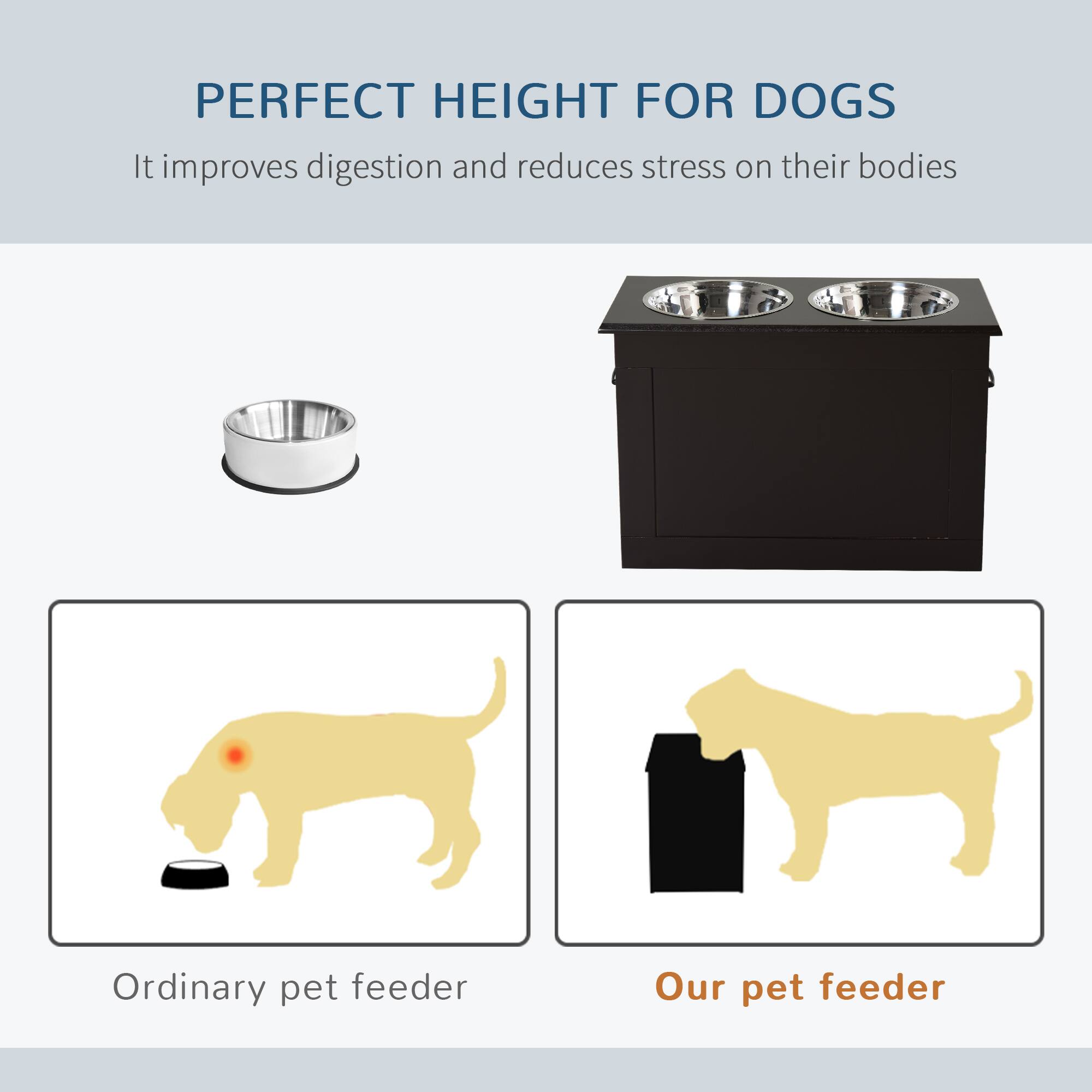 PERFECT HEIGHT FOR DOGS  
It improves digestion and reduces stress on their bodies  

Ordinary pet feeder  

Our pet feeder