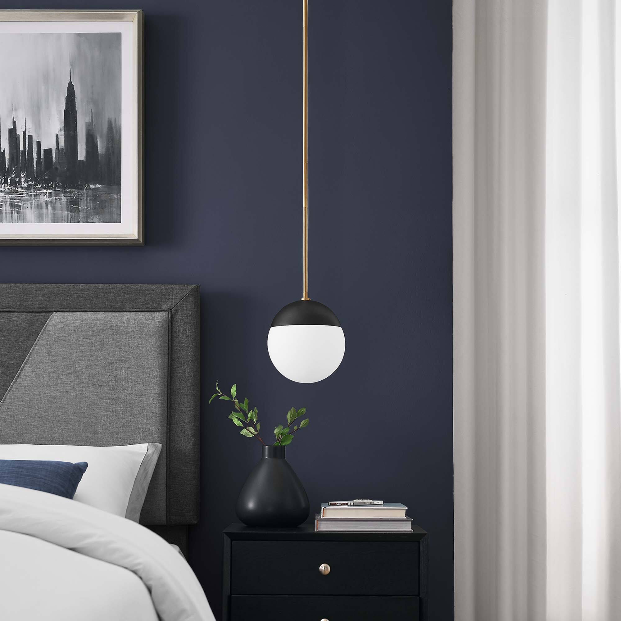 Alt View 1. Modway - Stellar 1-Light Pendant Light by Modway - Opal Satin Brass.