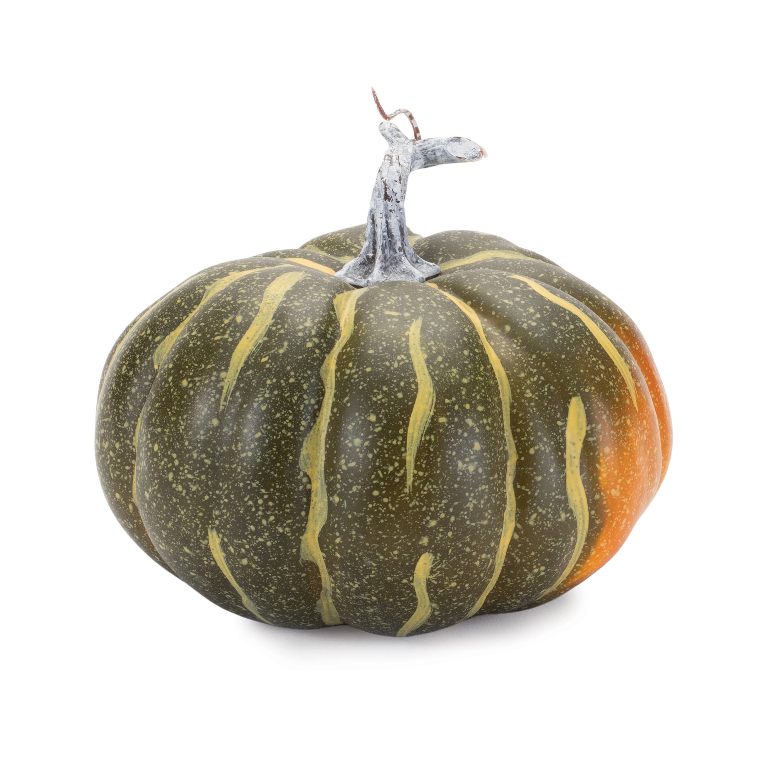 Left. BreeBe - Foam Pumpkin Decor (Set of 4) - Green, Orange.