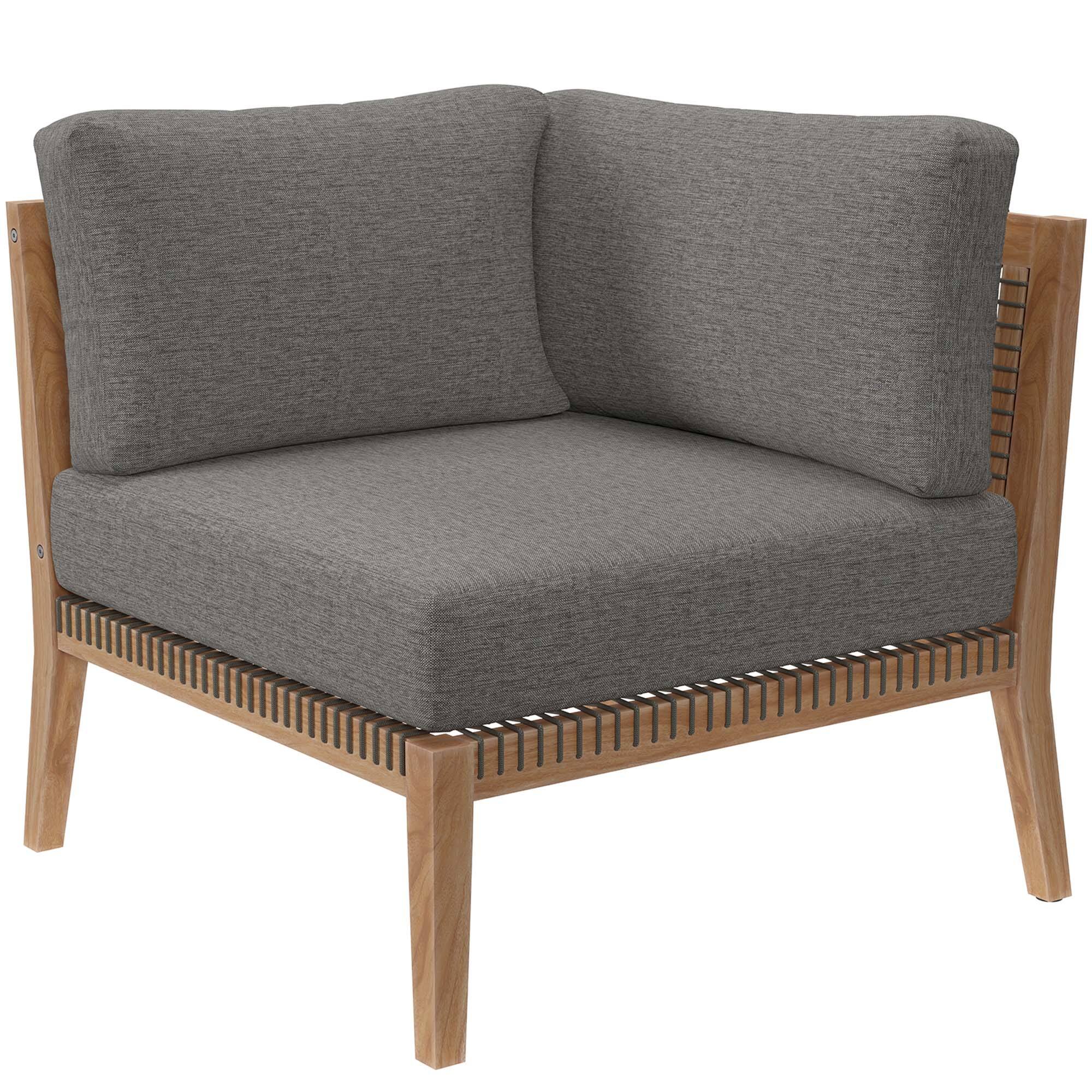 Alt View 2. Modway - Clearwater 6-Piece Outdoor Patio Teak Wood Sectional Sofa by Modway - Gray Graphite.