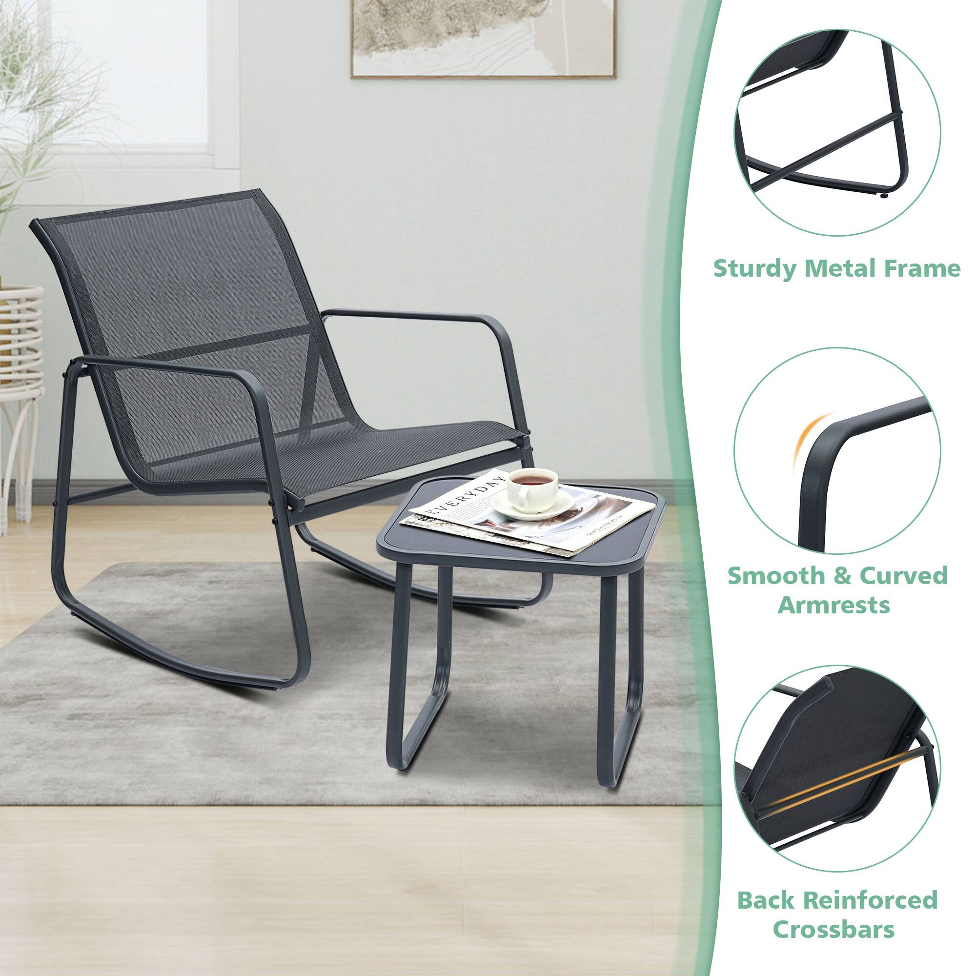 Sturdy Metal Frame  
Smooth & Curved Armrests  
Back Reinforced Crossbars
