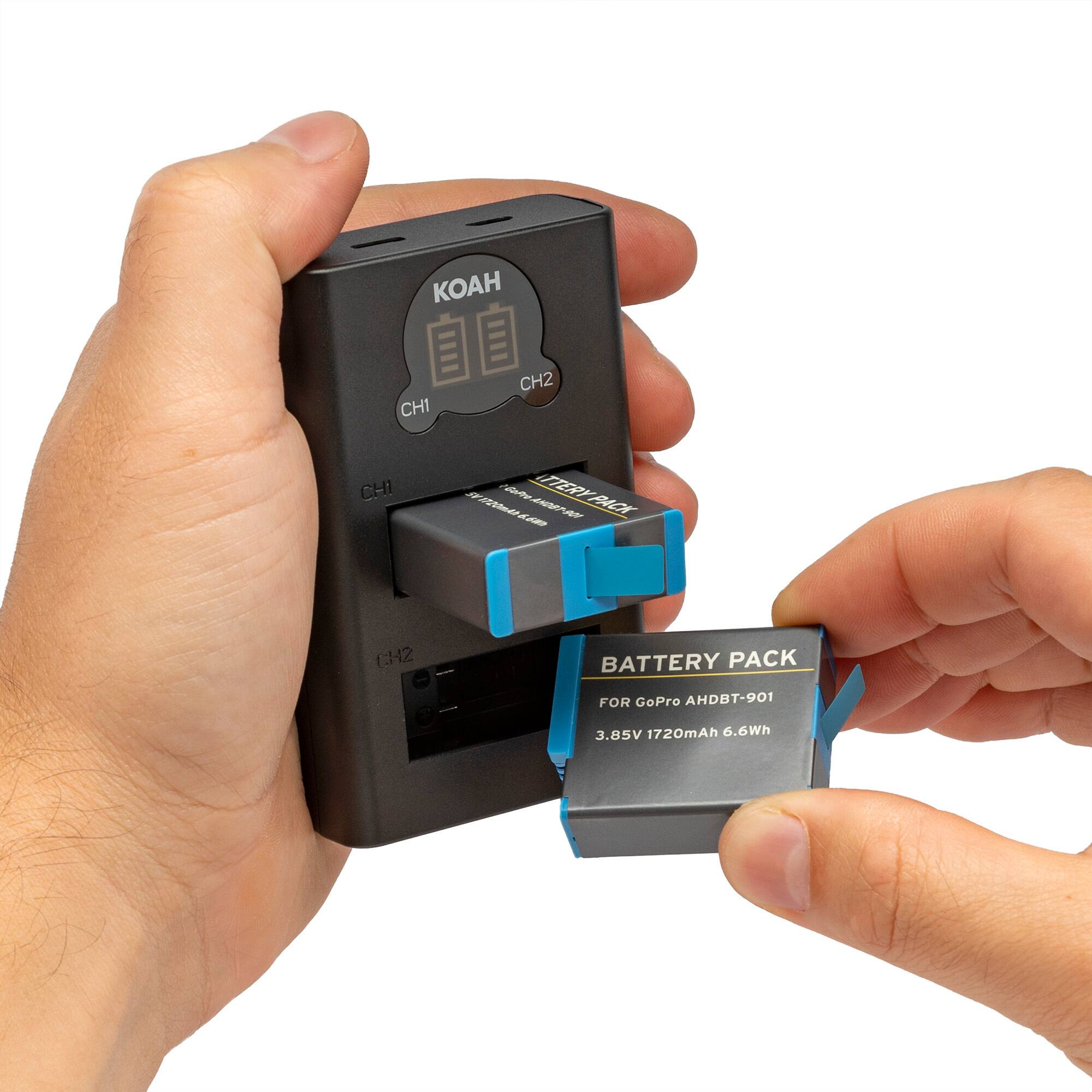 KOAH  
CH1 CH2  

BATTERY PACK  
FOR GoPro AHDBT-901  
3.85V 1720mAh 6.6Wh