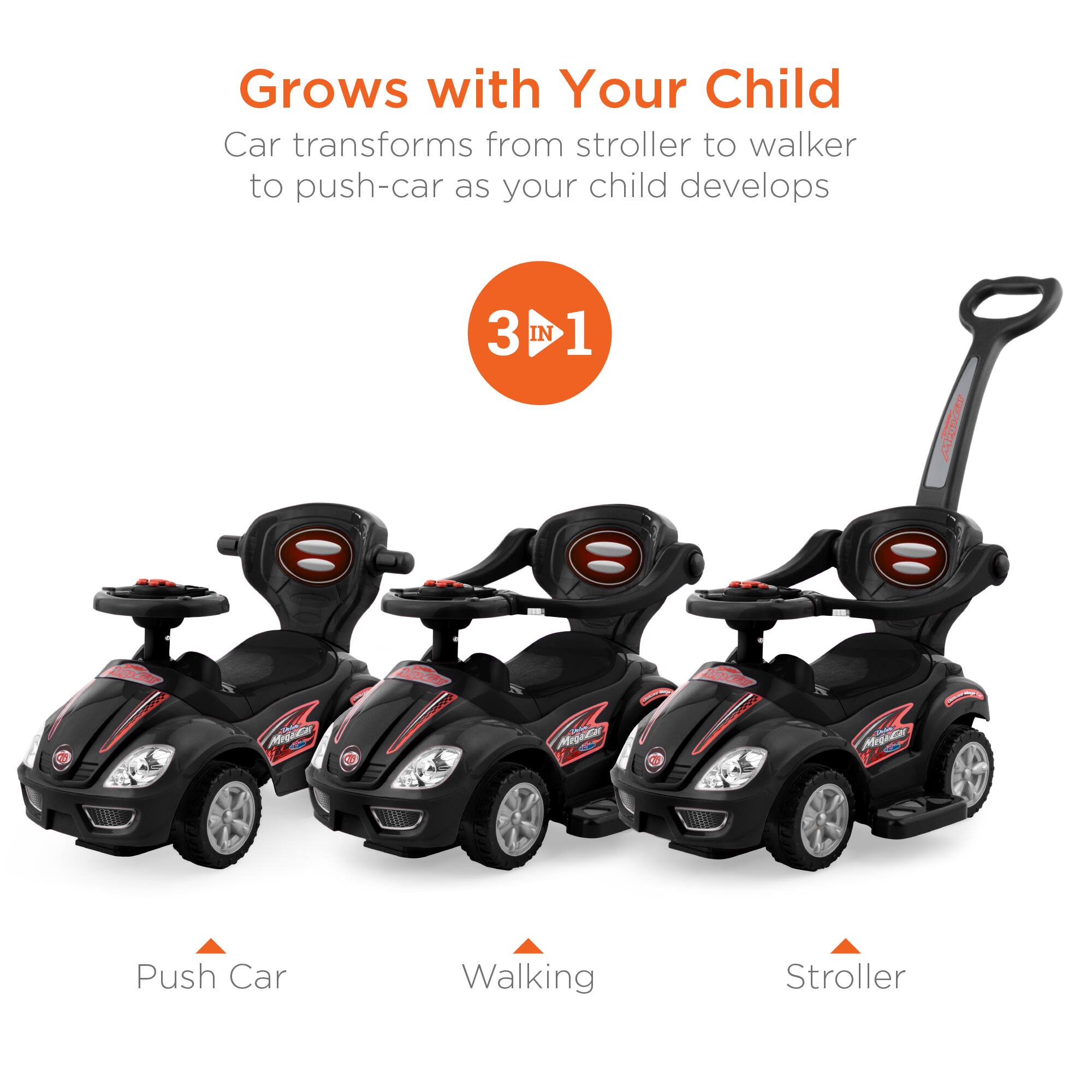 Grows with Your Child  
Car transforms from stroller to walker to push-car as your child develops

3D1

Menien  
Megacian  
ART  
MISAKIAL  
MayCar  
MISAKAL Color  
Push Car  
Walking  
Stroller