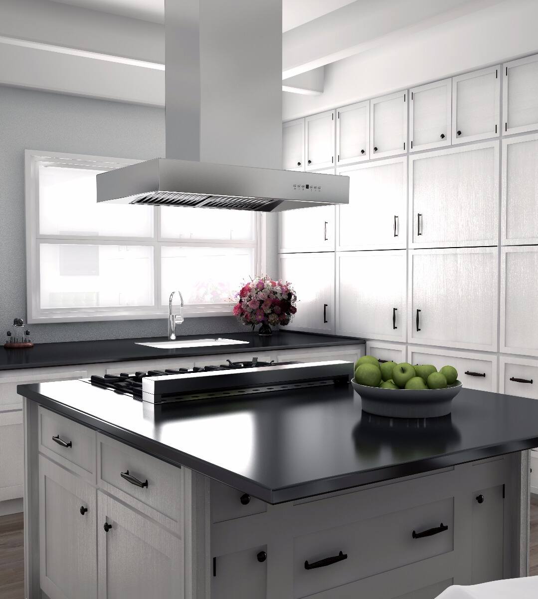 Alt View 13. ZLINE - ZLINE 48 in. Ducted Outdoor Island Mount Range Hood in Stainless Steel (KECOMi-304-48) - Stainless steel.