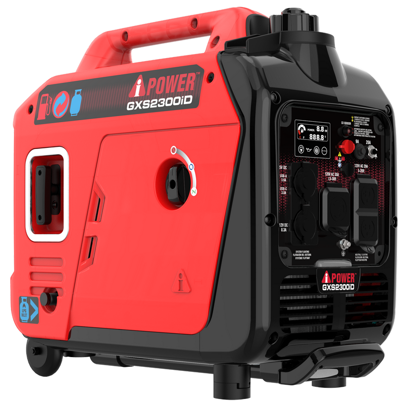 A-iPower - GXS2300iD 2300W Portable Dual Fuel Inverter Generator Quiet Parallel Ready CO Sensor Lightweight Backup Power