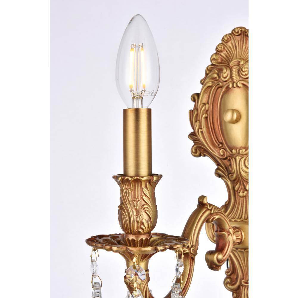 Alt View 2. Elegant Lighting - Monarch 1 light French Gold Wall Sconce Clear Royal Cut Crystal - French Gold.