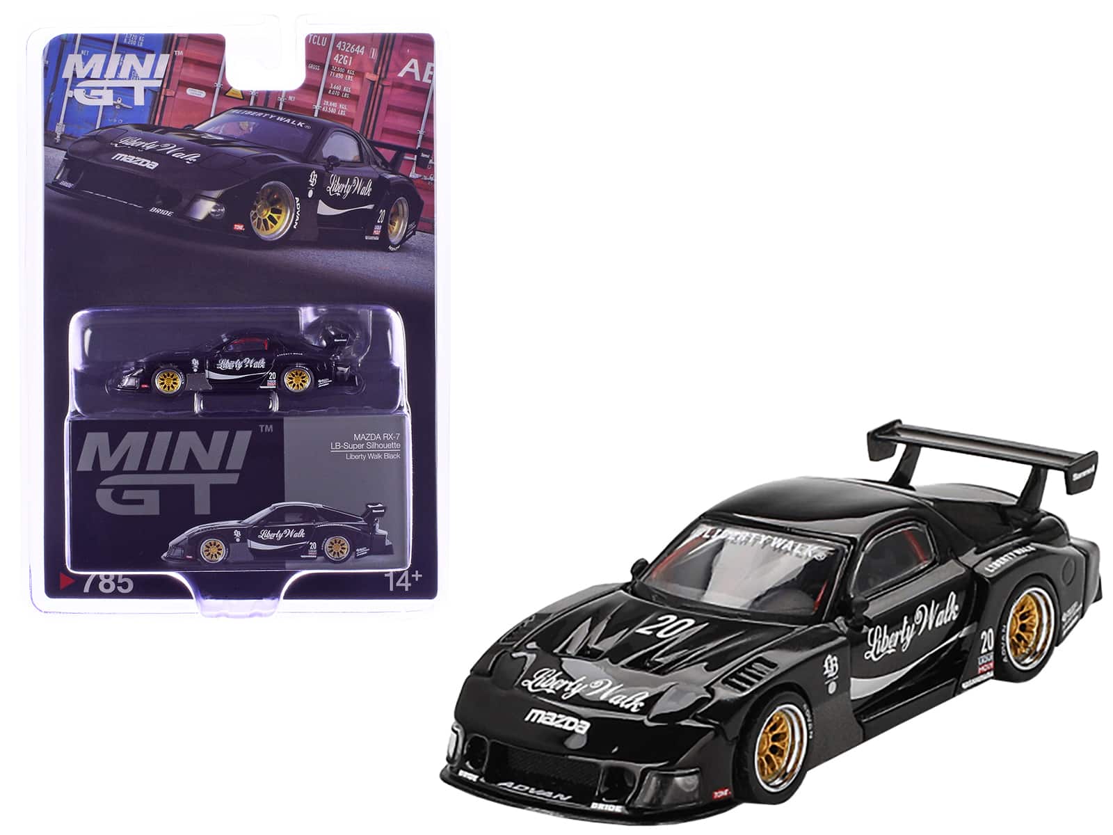 "True Scale Miniatures - Mazda RX-7 LB-Super Silhouette #20 ""Liberty Walk"" Black Limited Edition 1/64 Diecast Model Car by Mini GT" price history on PriceWatchPro