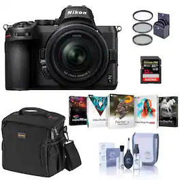 Bundle - Nikon - Z5 Full Frame Mirrorless Camera with 24-50mm Zoom Lens with 32GB SD Card, Bag, Corel PC Software Kit and