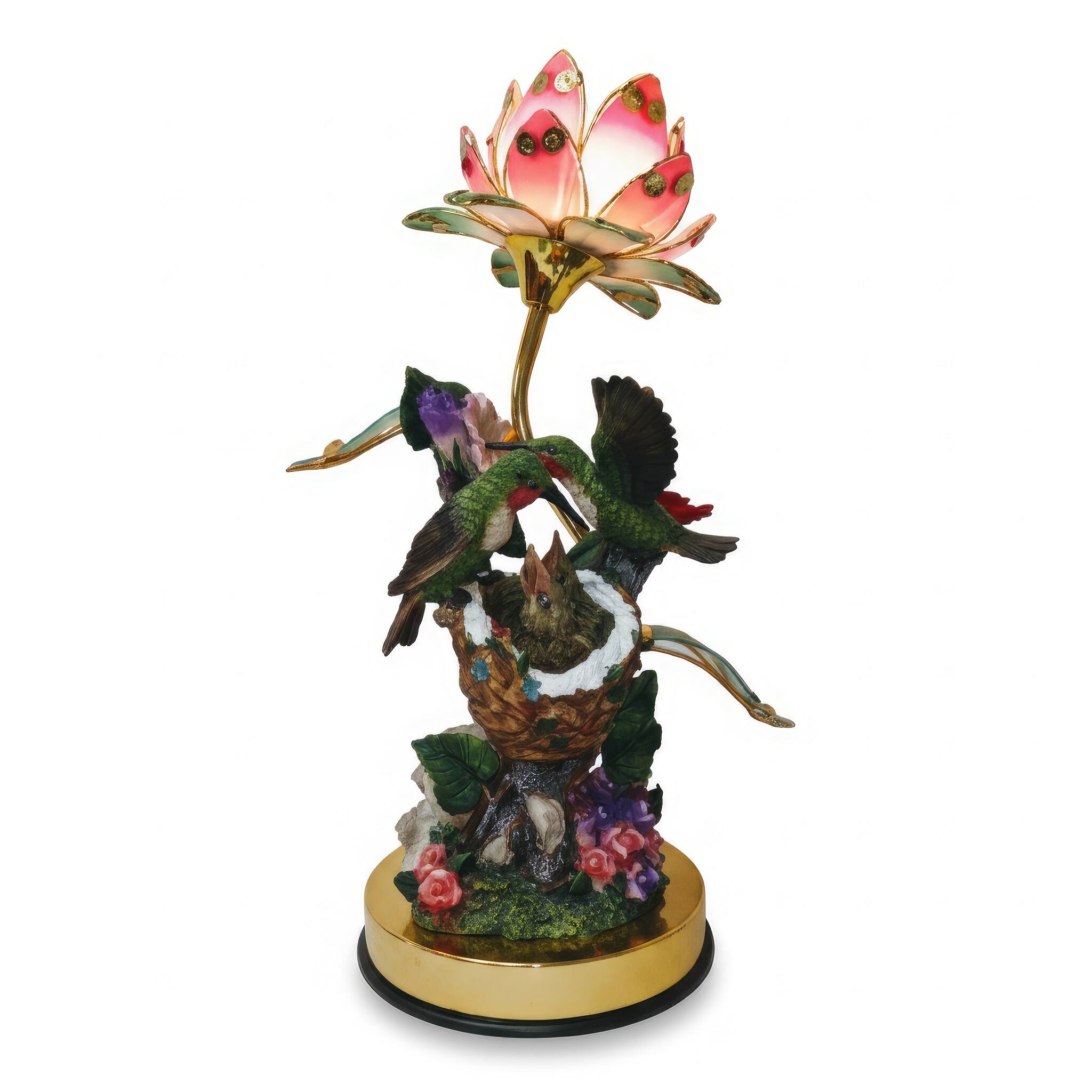 Angle. FC Design - 16"H Multicolor Bird Figurine with Floral Accents Touch Lamp.
