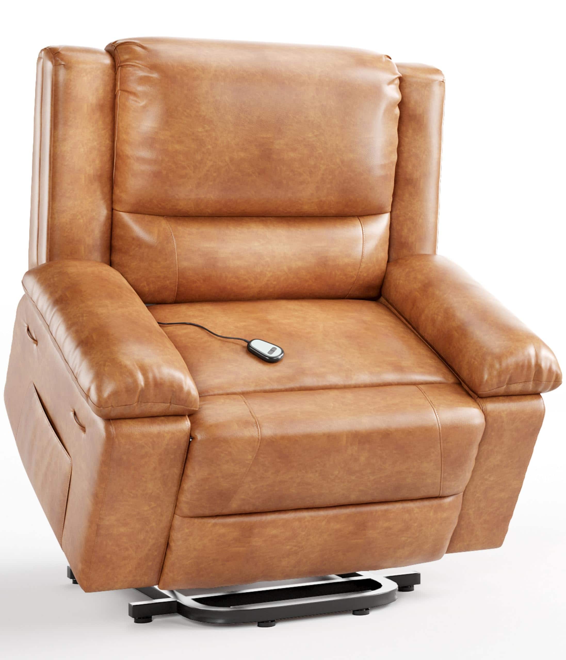 Jojoka - 43.3" Wide Oversized Electric Power Lift Recliner with Heat and Massage, PU Leather Recliner Chair for Elderly - Cagnac