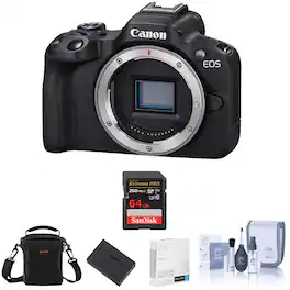 Bundle - Canon - EOS R50 Mirrorless Camera, Black with Essentials Kit