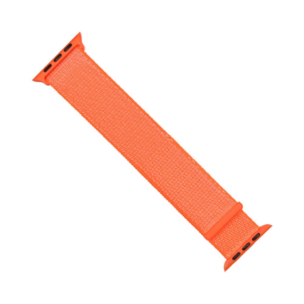 Left. StrapsCo - Everyday Comfort Nylon Watch Band For Apple Watch - 40mm/41mm/42mm - Neon Orange.