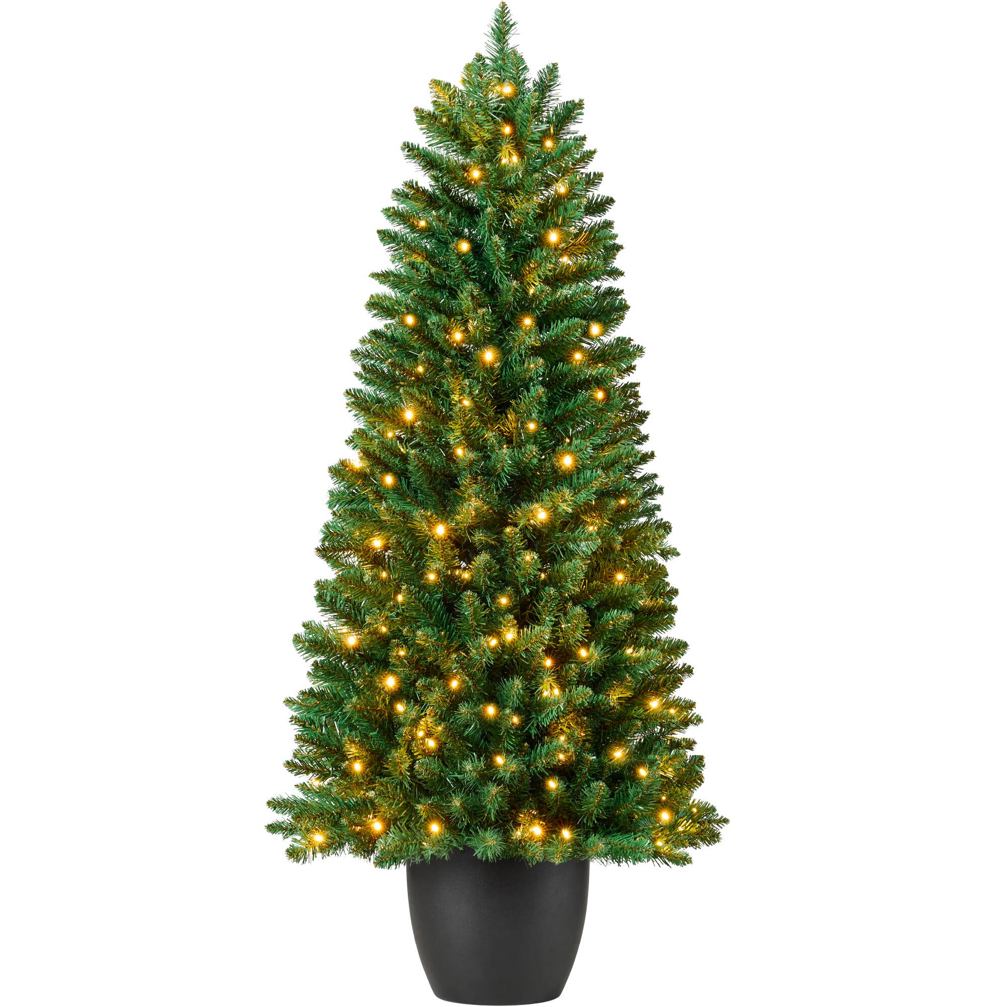 Best Choice Products - Pre-Lit Potted Christmas Tree, 4.5ft Classic Artificial Holiday Decor, w/175 Twinkling White LEDs - Green