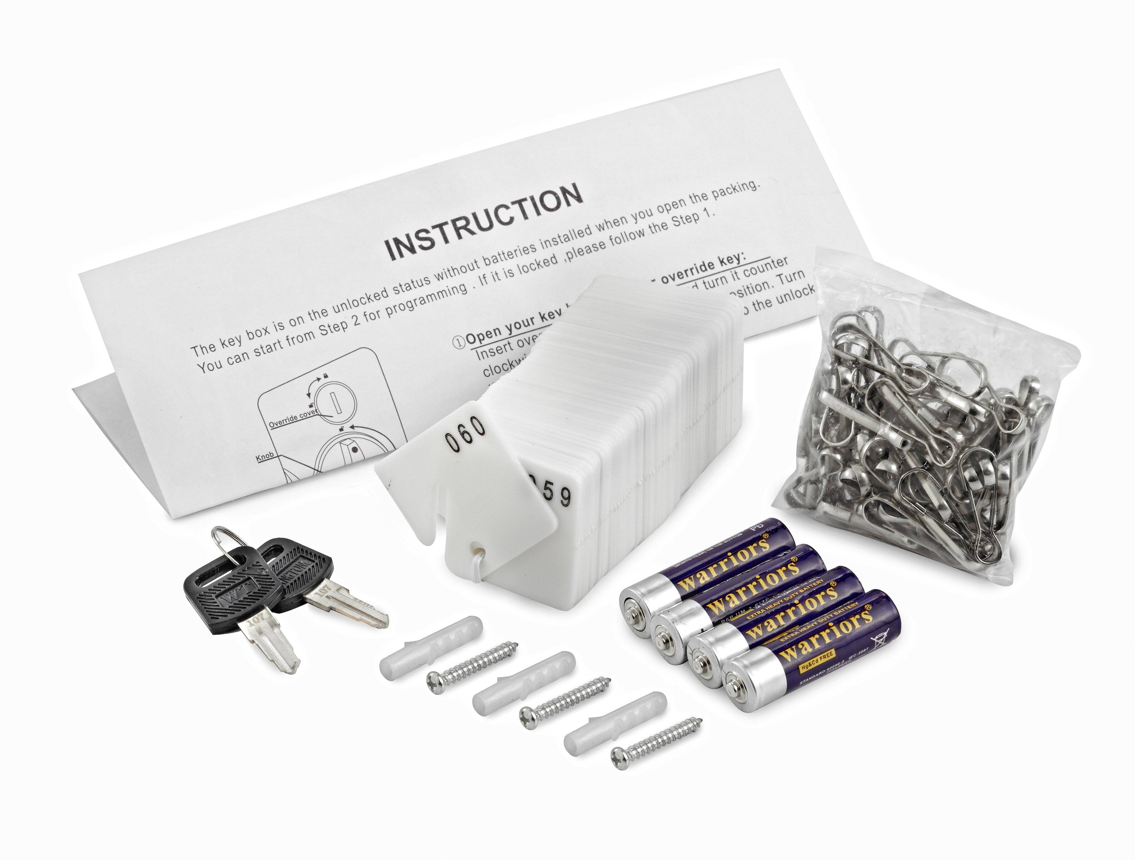 The packing. When you open the packing counter, turn the key to the unlocked status without batteries installed. If it is locked, please follow the Step 1. The key box is on the unlocked status. You can start from Step 2 for programming. Insert the override key: Turn it counter-clockwise. Open your key box.