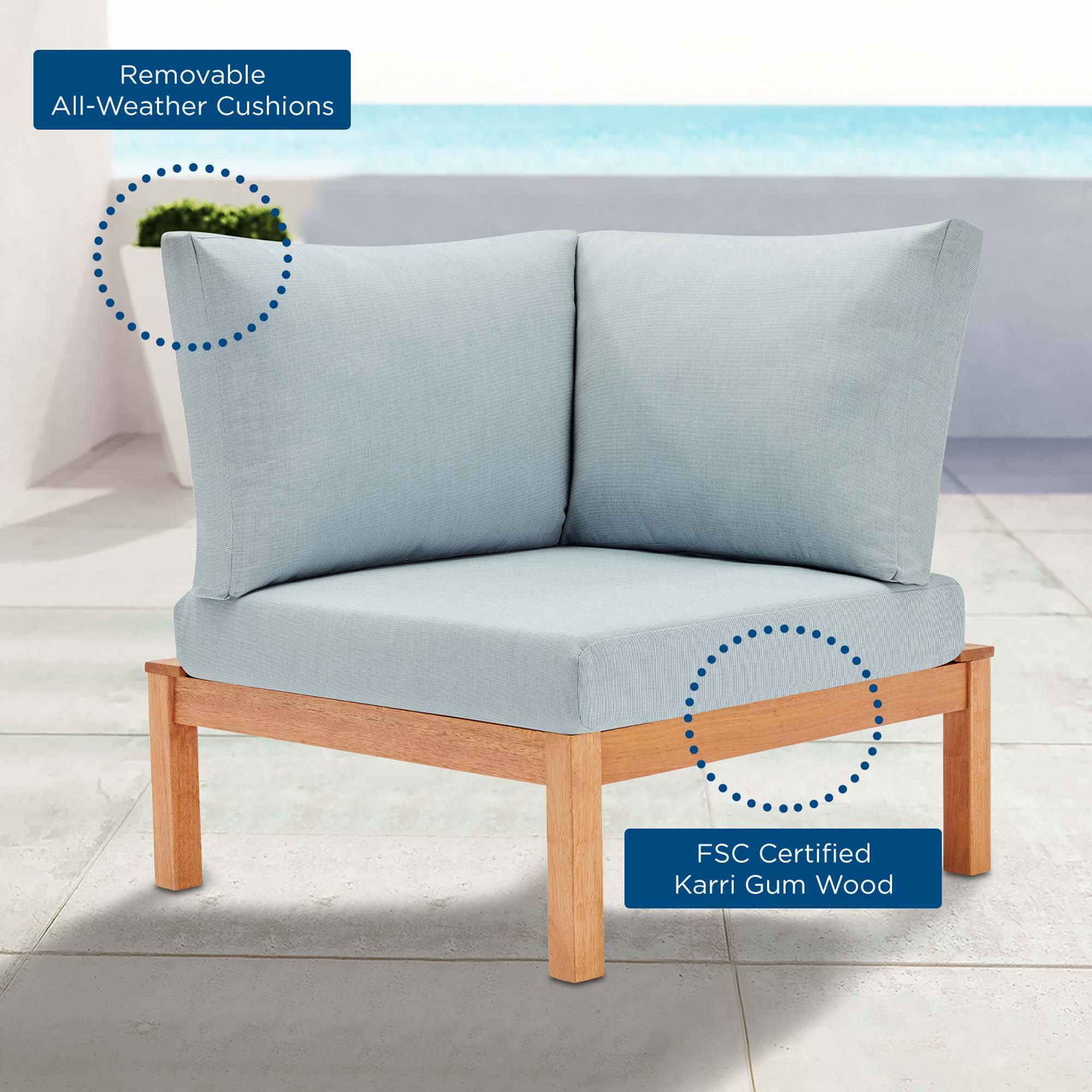 Removable All-Weather Cushions  
FSC Certified Karri Gum Wood