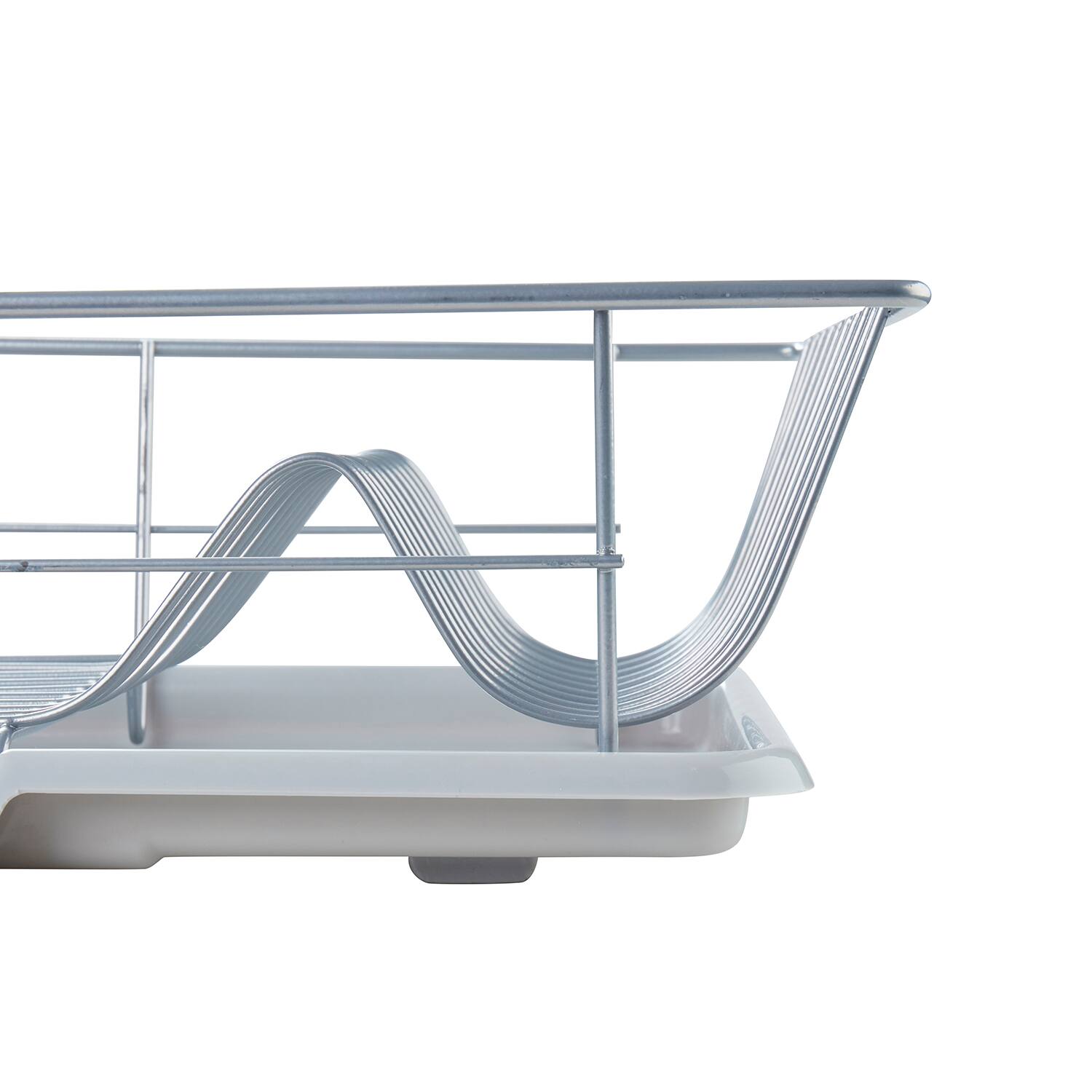 Alt View 1. Sweet Home Collection - Steel 3-Piece Large Countertop Dish Drainer with Drain Board & Utensil Holder - Silver.