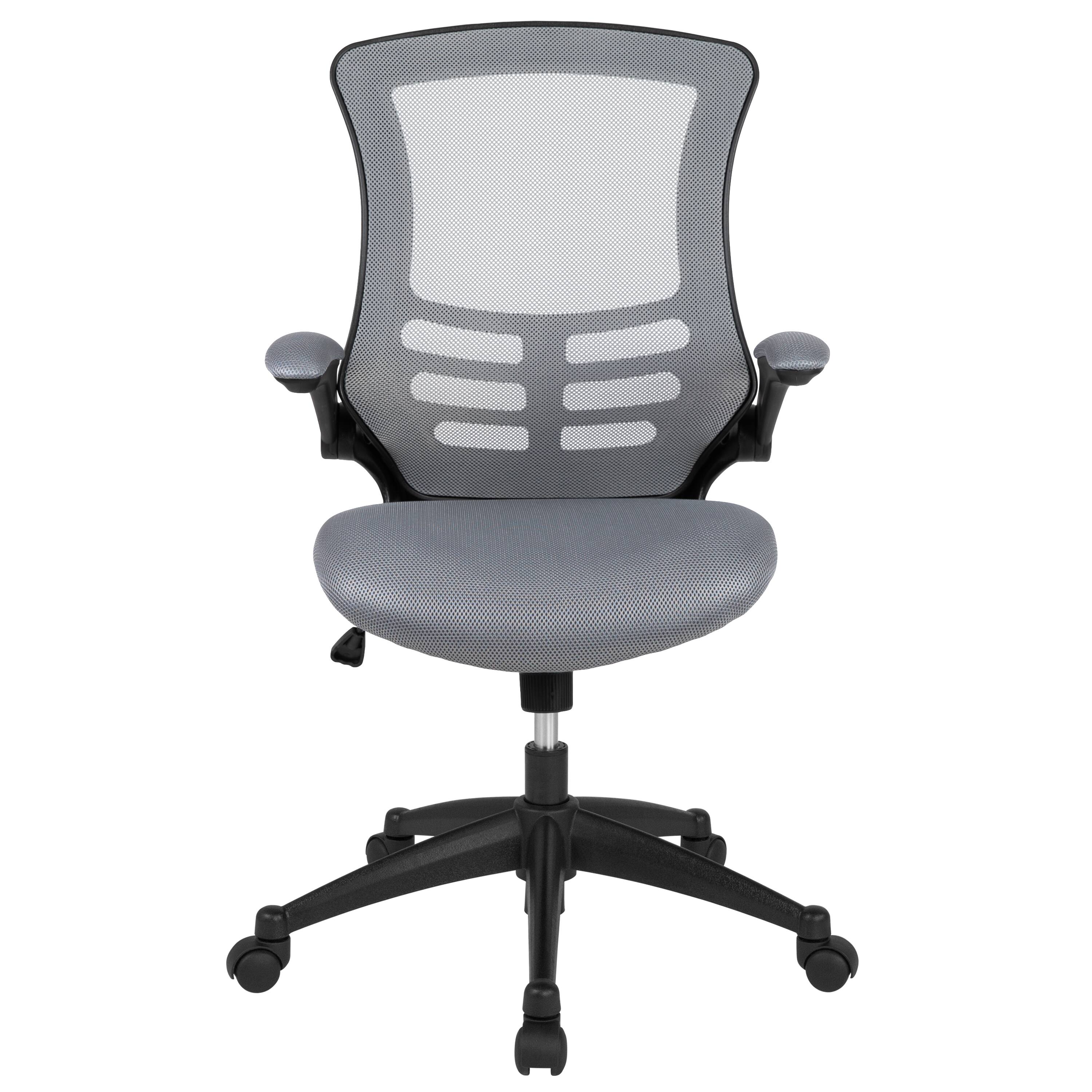 Alt View 7. Emma + Oliver - Mid-Back Mesh Swivel Ergonomic Task Office Chair with Flip-Up Arms - Dark Gray Mesh/Black Frame.