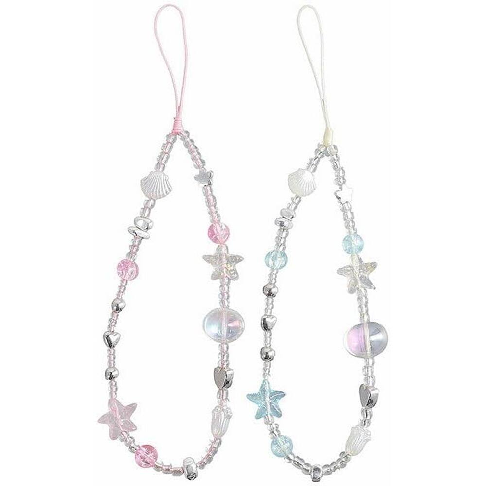 Front. Schertz - 2-Pack Beaded Camera Wrist Straps – Cute Digital Camera Charms - Blue Pink.