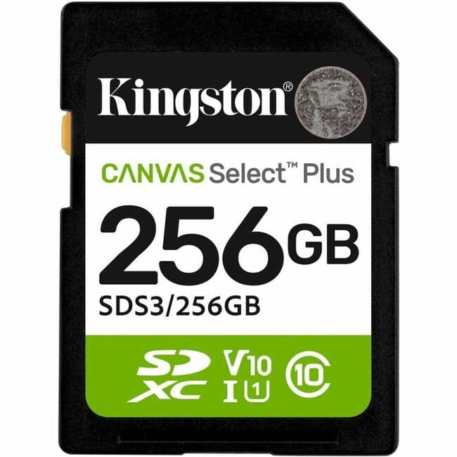 Kingston - Canvas Select Plus 256 GB Class 10/UHS-I (U1) V10 SDXC - 1 - 150 MB/s Read
