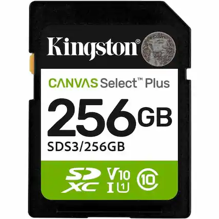 Kingston
CANVAS Select™ Plus
256 GB
SDS3/256GB
SDXC
V10
U1
10
