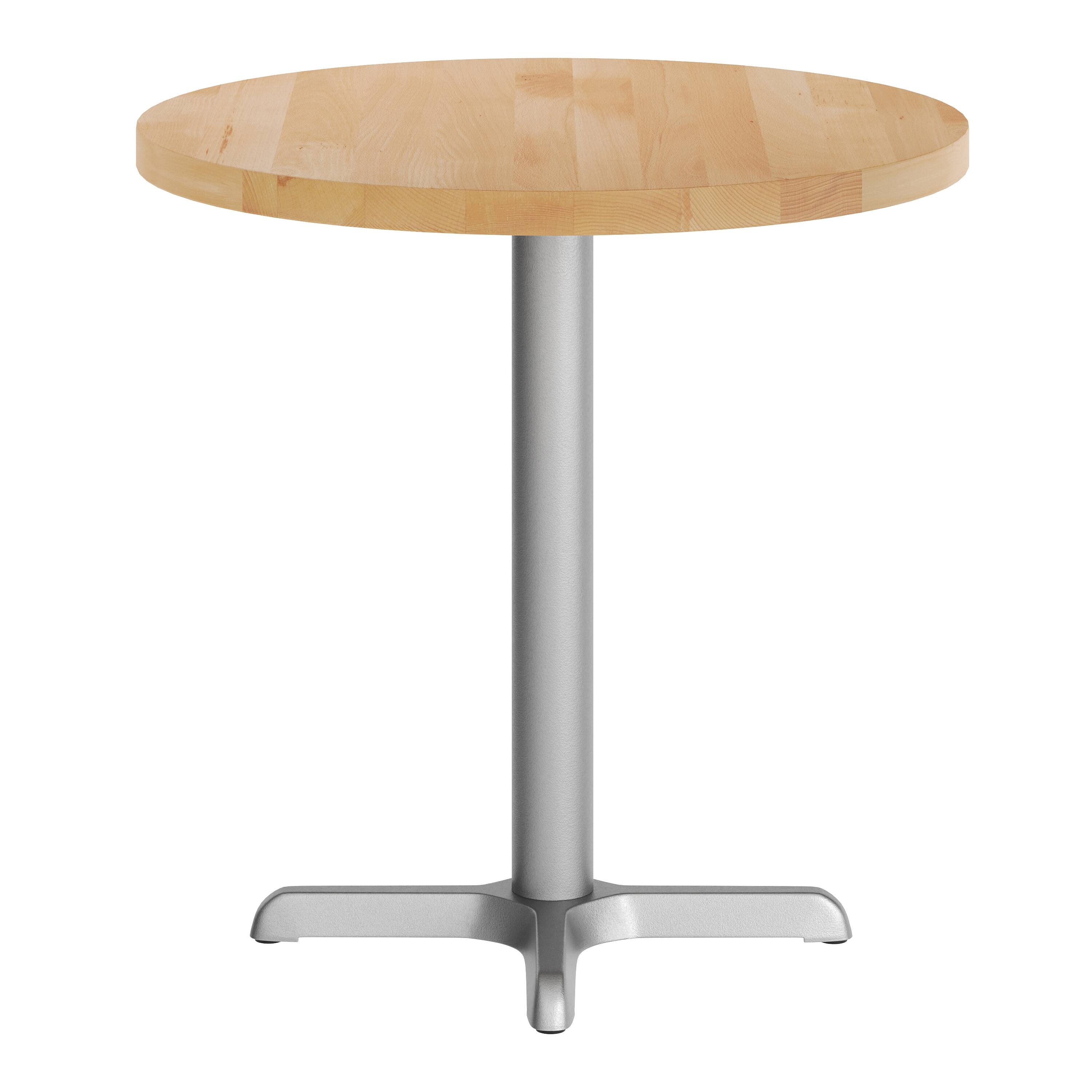 Angle. Flash Furniture - Bennett 30" Round Solid Wood Commercial Indoor Tabletop in Natural with 22" x 22" Table Height Rust-Resistant Silver Cas - Natural.