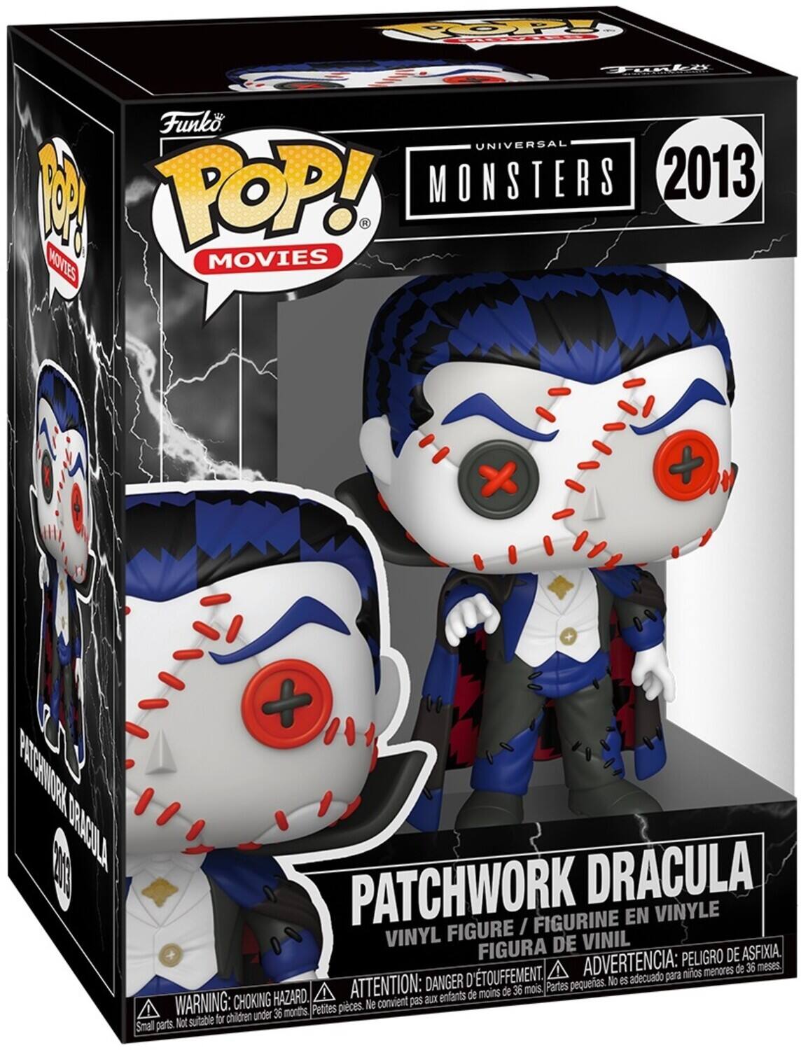 Funko POP! MOVIES UNIVERSAL MONSTERS 2013 PATCHWORK DRACULA  
VINYL FIGURE / FIGURINE EN VINYLE / FIGURA DE VINIL  
ADVERTENCIA: PELIGRO DE ASFIXIA. ATTENTION: DANGER D'ÉTOUFFEMENT. WARNING: CHOKING HAZARD.