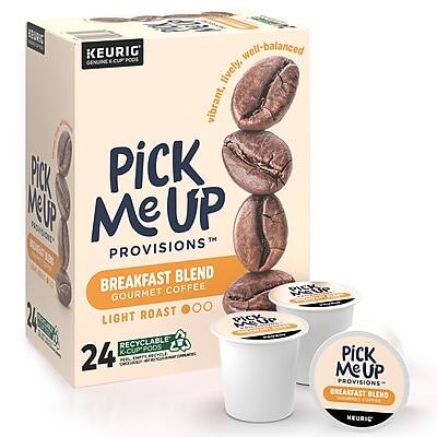 **KEURIG GENUINE CUP PODS**

**PICK ME UP PROVISIONS™**

**BREAKFAST BLEND GOURMET COFFEE**

- **Light Roast**
- **24 K-CUP PODS**
- **Recyclable**
- **Well-balanced, vibrant, lively**

**KEURIG**