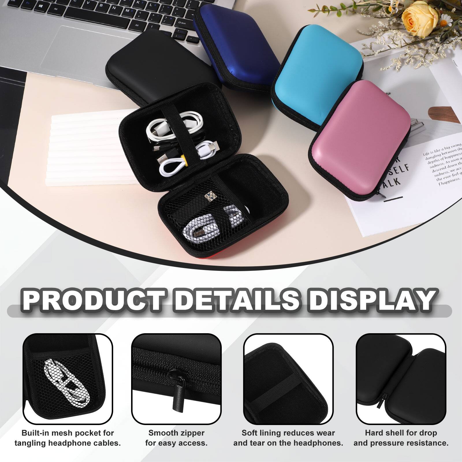 e - N - I V  H ete   . . - L . a 1 . . - a - i SELF ALK H win like - de i - fntwren be Asmaling  huppuns WURLA rettes As v saduria. Janam  Aewenl n sudera. Ver fral the hoppoures

PRODUCT DETAILS DISPLAY

Built-in mesh pocket for tangling headphone cables.
Smooth zipper for easy access.
Soft lining reduces wear and tear on the headphones.
Hard shell for drop and pressure resistance.