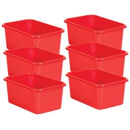 Teacher Created Resources - Red Small Plastic Storage Bin, Pack of 6