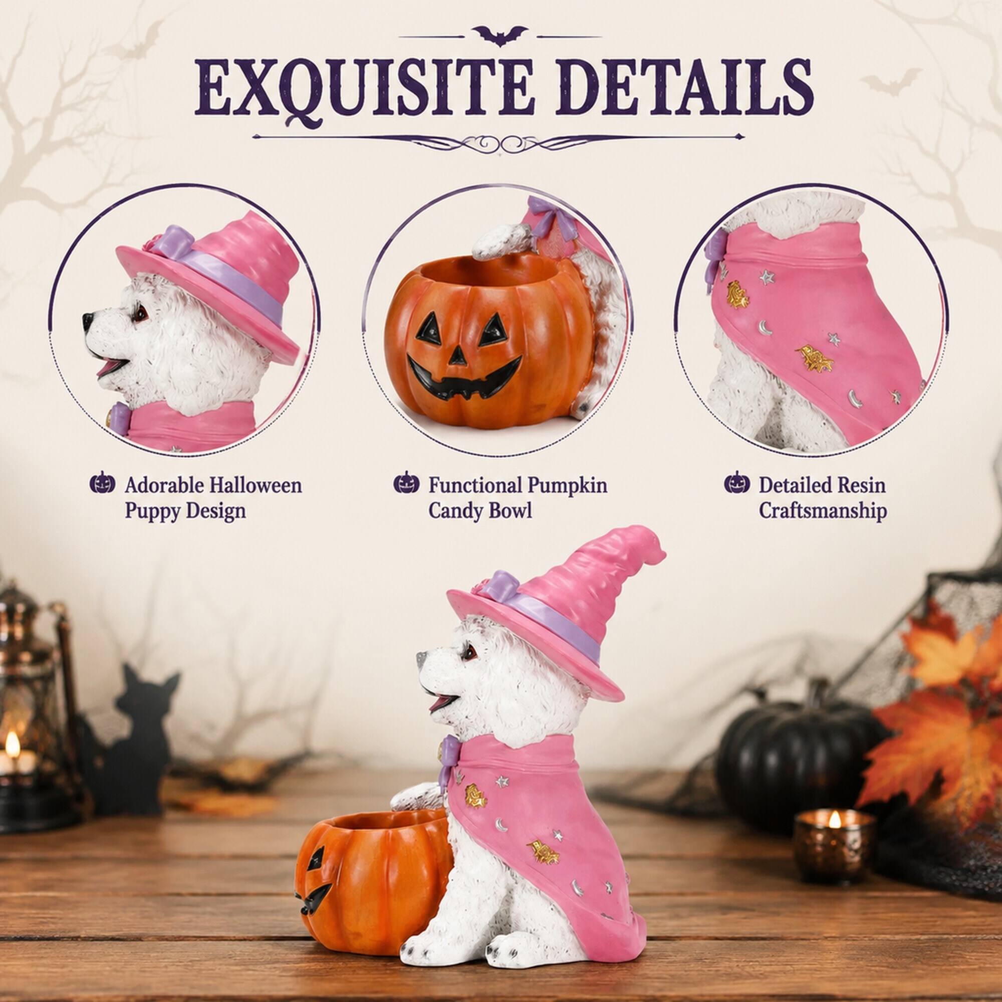 EXQUISITE DETAILS

Adorable Halloween Puppy Design
Functional Pumpkin Candy Bowl
Detailed Resin Craftsmanship