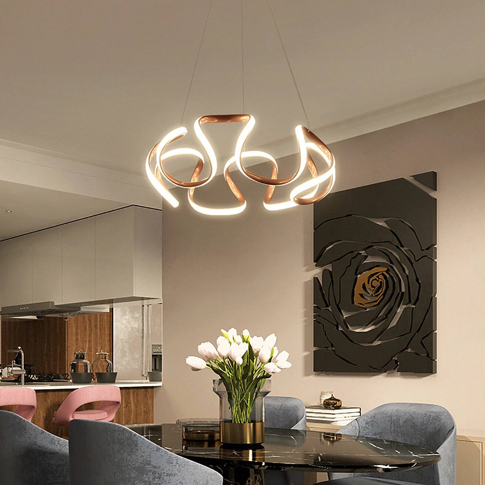 Angle. Home Collection - Modern LED Dimmable Pendant Lamp Chandelier Ceiling Light with Remote Control.