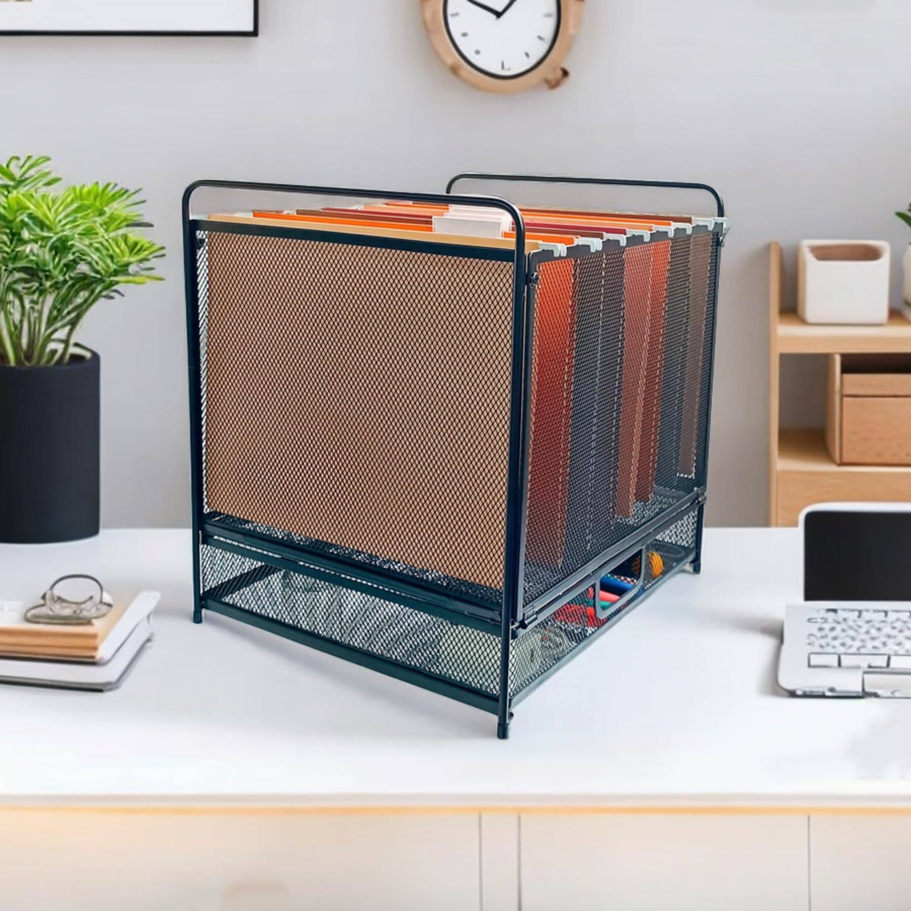 Back. Earthley Blooms - Mesh Desktop Hanging File Organizer Drawer Office Supplies Home Filing Letter Size.