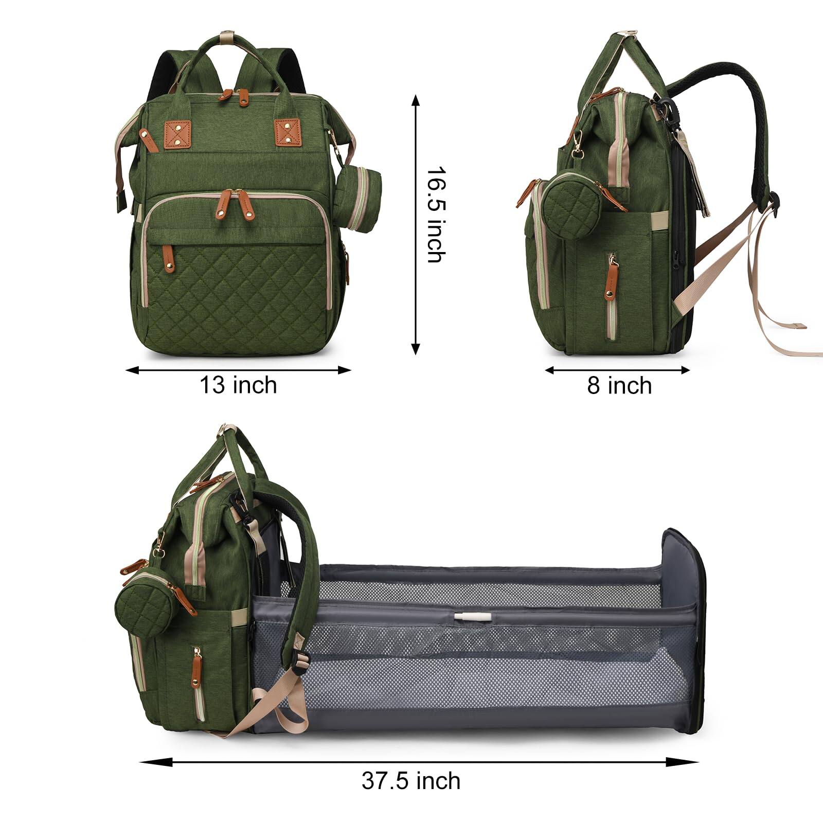Alt View 2. Pacoar Cade - Diaper Bag With Changing Station  Waterproof 3 In 1 Backpack Foldable Pad Large Travel Pack For Girl Boy Green - Green-blue-red.