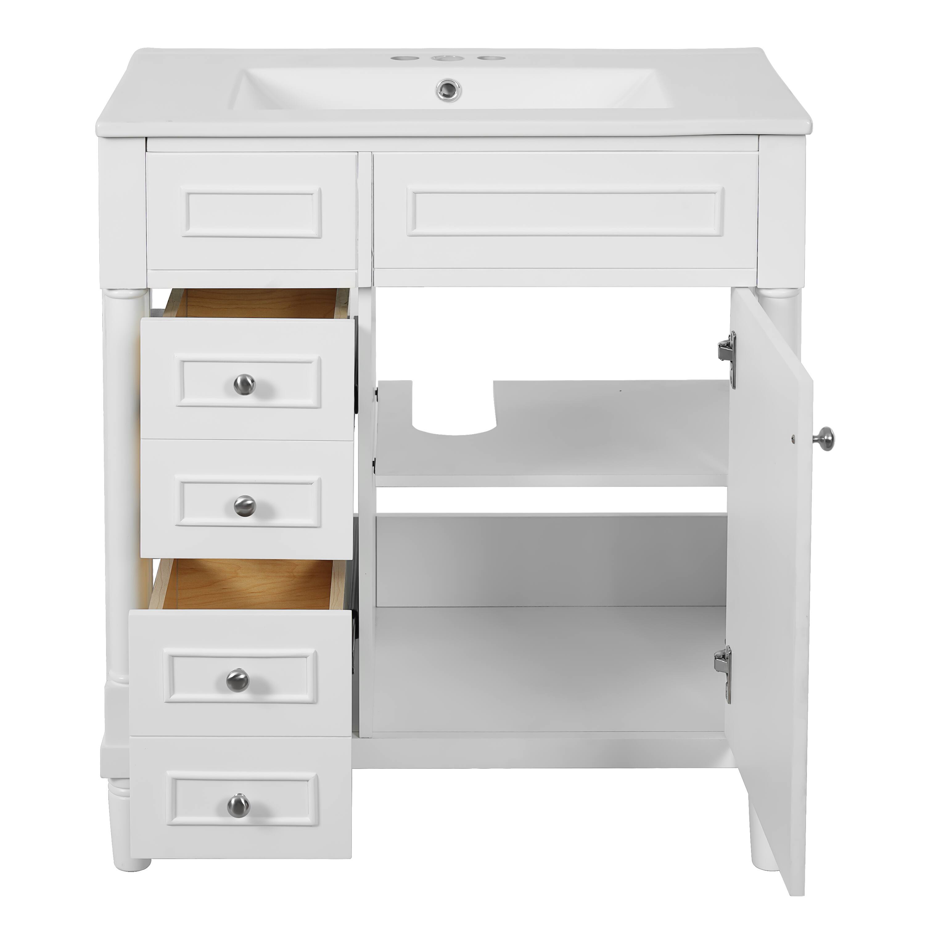 Alt View 9. Tiramisubest - 30" Bathroom Vanity with Sink, Bathroom Storage Vanity Cabinet w/Soft-Closing Door, Bathroom Cabinet with 2 Drawers - White.